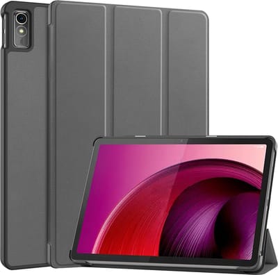 Hoesje Geschikt voor Lenovo Tab M10 5G - Dun & Stevig - Trifold Bookcase - Hard Cover - Hardcover Book Case - Tablet Hoes - Grijs
