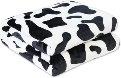 Dubbelzijdige koeienprint deken 300 g/m² - Lichtgewicht outdoor plaid voor volwassenen en kinderen - Superzacht flanel - 50 x 60 inch