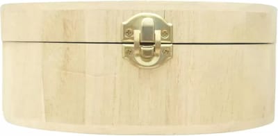 Graine Creative houten kist ovaal 17x12x7,3 cm decoratie box.