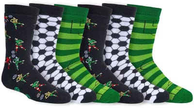 Kindersokken | Antislip zool | Badstof gevoerd | Thema: Voetbal | Maat: Diverse maten | 6 paar