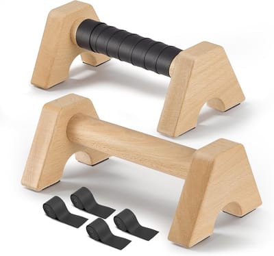 Houten push-up handvatten, 2 antislip en stabiele handgrepen voor veilige push-ups en handstanden, ideaal voor krachttraining en fitness