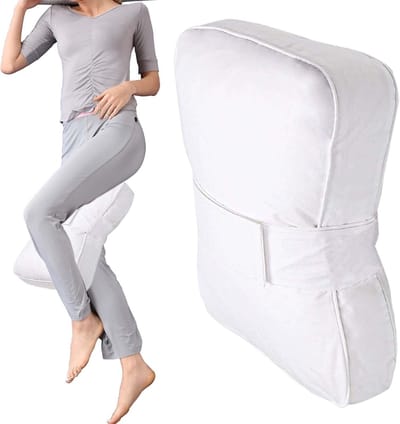 Kniekussen-kniekussen voor in bed zijslapers-kniekussen voor in bed - Gevormd schuimkussen - Zacht bedondersteuningskussen met verstelbaar ontwerp - Met elastische band - wit - 34x24x9 cm