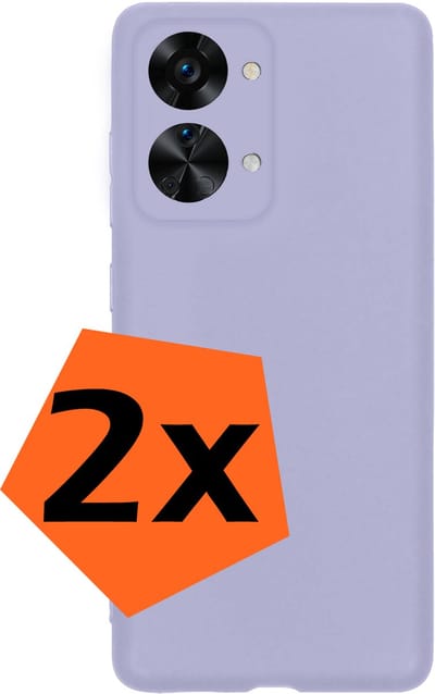 Hoes - 2 Stuks - Geschikt voor OnePlus Nord 2T - Sterk & Shockproof - Case Siliconen - Back Cover - Telefoon Hoes - Lila