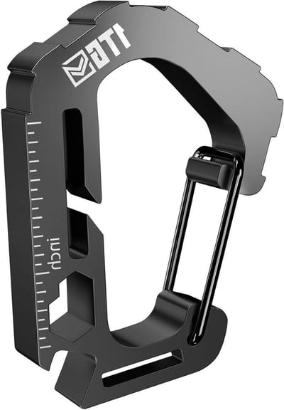 Zware 304 RVS Karabijnhaak met Snelle Ontgrendeling, Flesopener en Inbussleutel – EDC Clip voor Rugzak, Plate Carrier, Kamperen en Hondenriem, Tot 200 kg Belastbaar