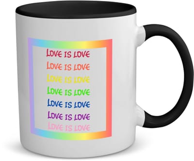 Akyol - lgbtq cadeau - koffiemok - theemok - zwart - Lgbt - queer - met opdruk - lgbt - love is love - pride month - lgbtq vlag - gay pride - met tekst - opdruk - leuke pride spullen - verjaardag - cadeau - gift - 350 ML inhoud