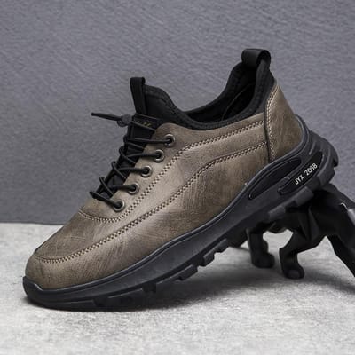 Herenschoenen Grote Maat Herfst en Winter Sportschoenen Nieuwe Casual Leren Heren Plus Fluweel Ademend Papa Schoenen 48 gray