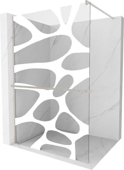 Mexen Kioto+ douchewand met plank Walk-in 70 x 200 , witte golf, geborsteld nikkel - 800-070-121-97-97