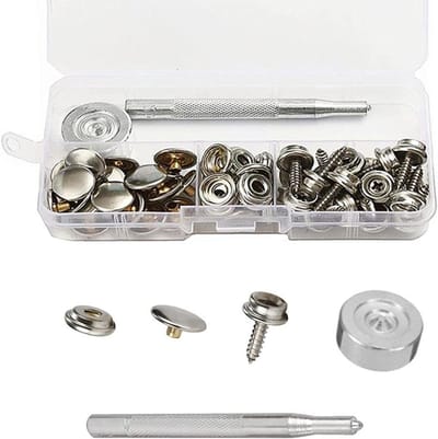 Pack van 62 Drukknoppen van RVS, Schroefknoppen, Drukknopstuds, Duurzame Metaal Snap sluitingen