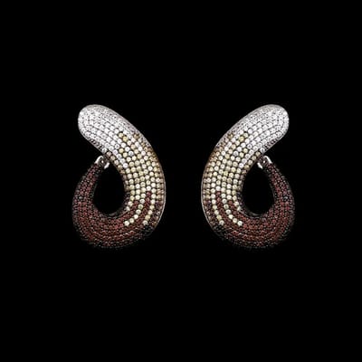 Victoria Valenza 925 Sterling Zilveren Twist Oorbellen met Bruine Zirkonia Stenen - Oorhangers - 925 sterling zilver - Zilverkleurig - Zirkonia