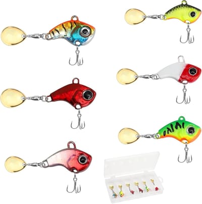 Complete Set van 6 Stuks Vissersaas met Jig Spinner en Loodkop voor Snoek, Baars en Zander