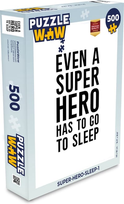 Puzzel Quotes - Jongens - Even a super hero has to to go sleep - Spreuken - Kinderen - Legpuzzel - Puzzel 500 stukjes