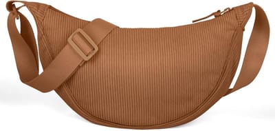 Half Moon Bag voor Dames, Nylon Dumpling Tas met Verstelbare Schouderriem, Casual Hobos Crossbody Tas voor Dagelijks Gebruik, Bruin