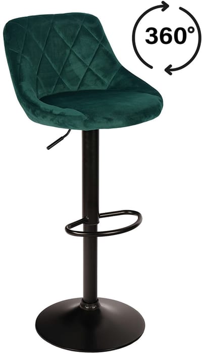 AZ Home - Barkruk Roma Groen - Set van 2 - Velvet Groen, Rugleuning, Modern Design, Hoogte Verstelbaar, 360° Draaibaar, Max. 120 kg