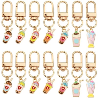BRENZOOS - Set van 14 Melkthee Sleutelhangers in 7 Stijlen