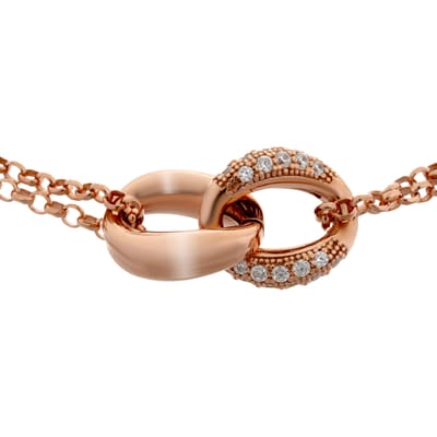 Orphelia ZK-7176/RG - Necklace Rose Double Links - 925 zilver - zirkonia - 46 cm