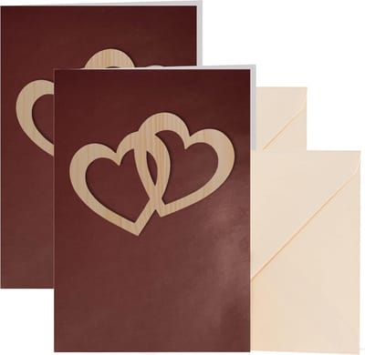 Houten Wenskaart met Hartjes - Liefdeskaart, Jubileum, Vriendschap of Verjaardagscadeau