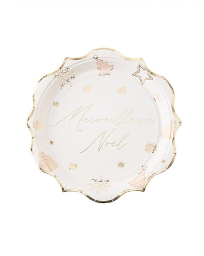 ARTYFETES - 8 wonderbaarlijke kerstborden wit en goud 23 cm van karton