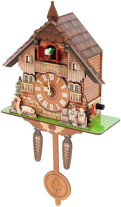 UFTA - Wandklok - Vintage - Koekoek Hangklok - Met Vogelgong - Scandinavische Decor - Houten - Hangende - Decoratie - 25x10x50cm