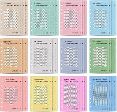 48PCS Budget Binder - Savings Challenge Trackers - A6 Cash Organizer Book - Money Saving Wallet Cards - Budget Planner Accessories