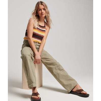 Superdry Wijde Vintage Timmermansbroek van Biologisch Katoen Groen Grootte: 26/32