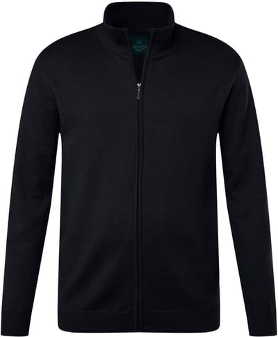 Boston Park - Heren - Gebreide jas lange mouwen opstaande kraag - Navy blauw - Maat 68+