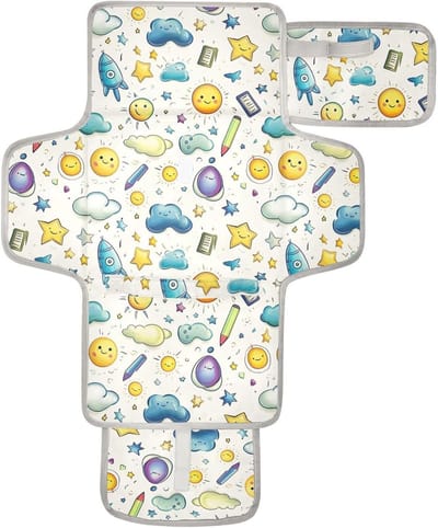 Aankleedtafel pad - Luier mat - Baby verzorgen - Ingebouwd hoofdkussen - 62 x 30 cm - Leuk Wit