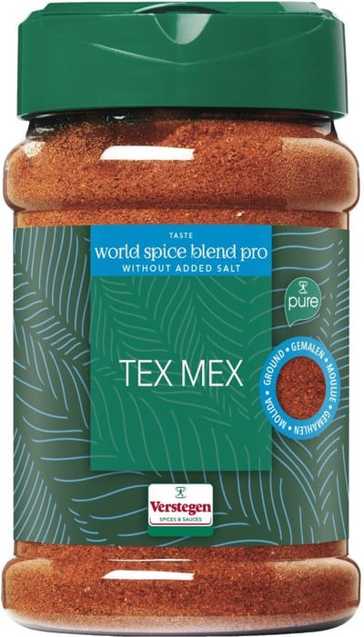 Verstegen - Tex Mex kruiden fijn zonder zout - World Spice Blends - Pure - Strooibus small - Kruiden & specerijen - 165g