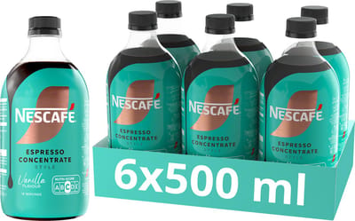 Nescafé Espresso Concentrate Style Vanilla 6×500 ml - Koffieconcentraat - Liquid Concentrate - Concentraat voor Ijskoffie - 16 Porties