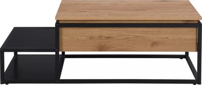 Vente-unique Salontafel met opklapbaar blad - Mdf en metaal - Naturel en zwart - LUTESA
