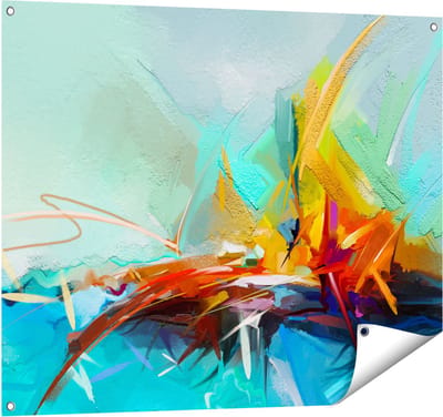 Gards Tuinposter Abstracte Kunst - Kampvuur - 100x80 cm - Tuindoek - Tuindecoratie - Wanddecoratie buiten - Tuinschilderij