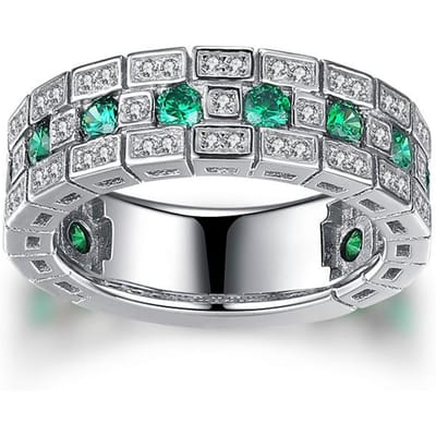 Huitan Luxe Groene Zirconia Trouwringen Vrouwenringen Eenvoudige en Elegante Dames Accessoires Jubileumfeest Ring Cadeau Trendy Sieraden 6 gray
