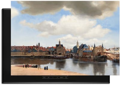 KitchenArt - Gezicht op Delft - 77x51 cm - Kookplaat Beschermer - Luxe Afdekplaat Inductieplaat - Anti-slip & Oprolbaar - Beschermmat Inductiekookplaat