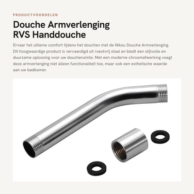 Dailygoods- Douchearm Verstelbaar - Douchekop met Slang - Wandhouder - Roestvrij Staal - Antiroest - Eenvoudige Montage