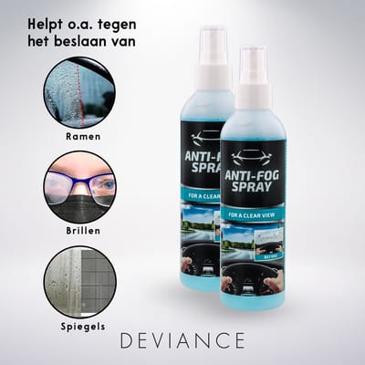 ANTI CONDENS SPRAY 2-PACK - Helder Zicht - Geen Beslagen Auto Ruiten - Anti condensspray voor Duikbril - Glas - Spiegel - Ramen - Raam - Helmvizier - Reinigen