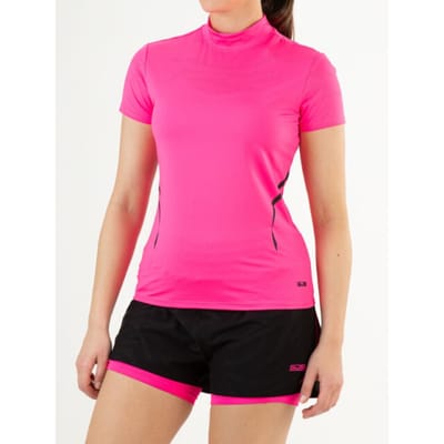 Sjeng Sports TAHNEE Tennis Shirt Dames Roze met Tijgerpatroon en Hoge Hals, Soepel Single Jersey Materiaal voor Sport en Vrije Tijd