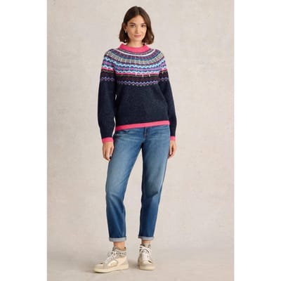 White Stuff Frosted Fairisle Jumper Navy Multi Größe: 16 | Pullover Outlet | Damen | Blau