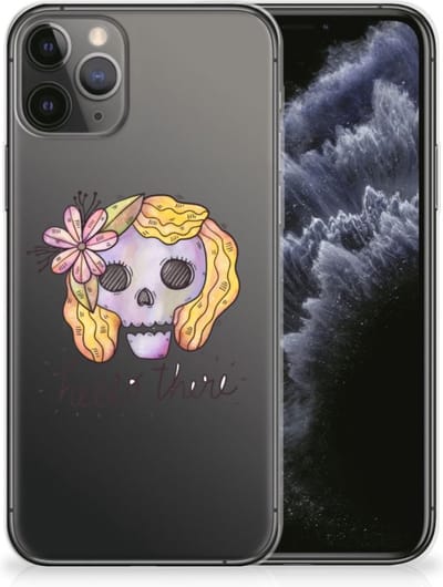 Back Cover voor Silicone Back Case Apple iPhone 11 Pro Boho Skull