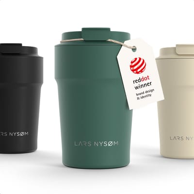 LARS NYSØM Bevægelse Thermos Coffee Mug-to-go 380ml - BPA-vrij met Isolatie - Lekvrije Roestvrijstalen Thermosbeker (Pine Green - Powder)