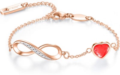 Malinsi® Armband Dames InfiLove Rood - Rose Gold Plated RVS Verstelbaar 17-20,5cm - Sieraden Armbanden Vrouw