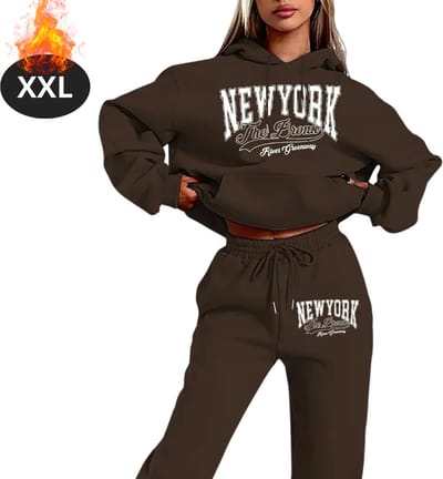 Nivard Joggingpak - Huispak - Volwassenen - Trainingspak - Comfortabel - Joggingsbroek - Tracksuit - Dames - Koffie - XXL
