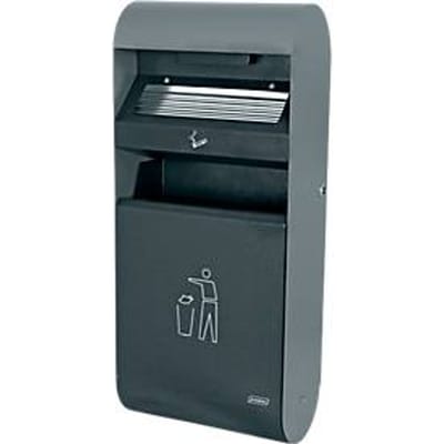 Wandasbak-afval-combinatie van gegalvaniseerd staal, L 300 x B 140 x H 670 m, antraciet