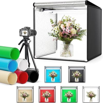 Fotografie Lichtbox 60 cm met 5600 K, Verstelbare Helderheid en 6 Achtergronden voor Productfotografie met 126 LED Lampen