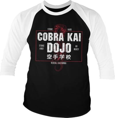 Cobra Kai Dojo BaseT-shirt met 3/4-mouwen, maat LonT-shirt met korte mouwen, wititT-shirt, zwart