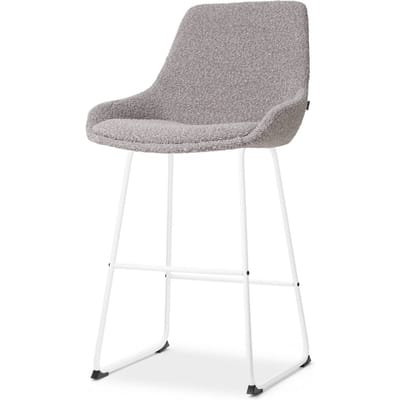 Nolon Nino-Isa Barkruk Bouclé Taupe - Wit Onderstel - 65 cm - Stof - Kookeiland - Barkruk met Rugleuning - Design - Comfortabel