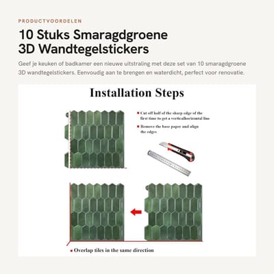 Dailygoods- Tegelstickers 3D Waterdicht - Zelfklevende Wandtegelstickers - Spatwand Keuken/Badkamer - Renovatie Tegeloppervlak - Lichtreflecterend Effect - Eenvoudig te Verwijderen - Wanddecoratie