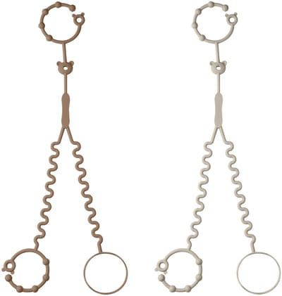 Verstelbare Siliconen Baby Koorden – Speenkoord - Set van 2 (Bruin & Licht Taupe) – Dubbele Bevestiging voor Speen, Bijtring of Speelgoed – BPA-vrij & Vaatwasser-veilig - 40-50 cm