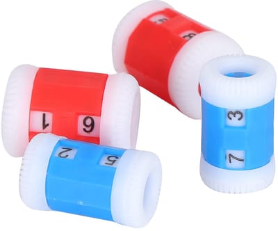 Dailygoods - Breien Teller Set - Haak en Naai Accessoires - Rij Teller Ringen - Blauw en Rood - Handig voor Handwerk - 4 Stuks (2 Groot + 2 Klein)
