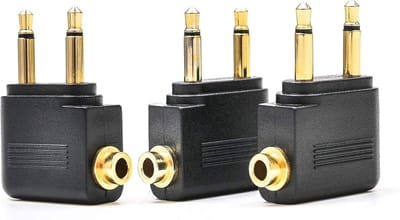 Vliegtuig Adapter - Audio Converter - Reizen Muziek - 3 Stuks Set - Compact Ontwerp - Zwart