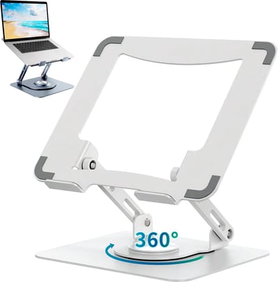 Verstelbare Laptopstandaard – 360 graden draaibaar, Opvouwbaar, Draagbaar, Ergonomisch en Geschikt voor Laptops van 10" tot 17" - Voor alle laptops en tablets - Wit