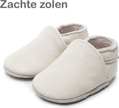 Supercute Zachte Leren Baby slofjes - Comfortabele Antislip Slofjes voor Baby’s & Peuters - Ecru - 18/24 maanden -Babyschoenen - Jongen - Meisje - Kraamkado - Babyshower